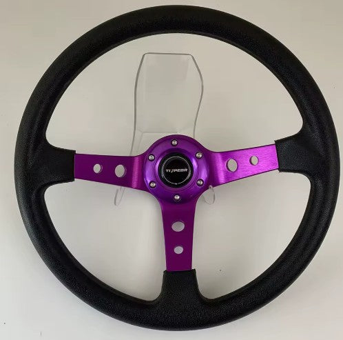 Black polymer steering wheel with purple center - UK road legal 